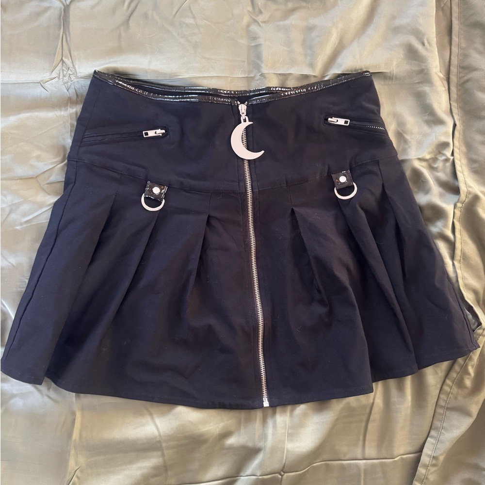 Killstar Kristen Black Skater Skirt with Moon Charm